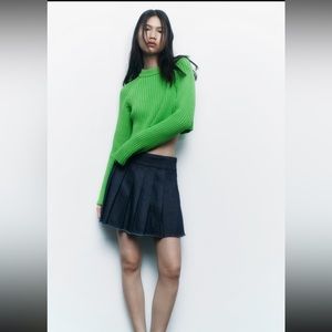 NWT zara crop knit sweater size s apple green